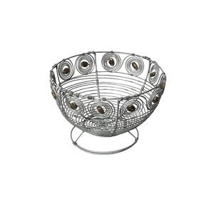 Unbranded Wire‎ Fruit Bowl Home Decor Medium Silver Scarab Beetle Spiral Design